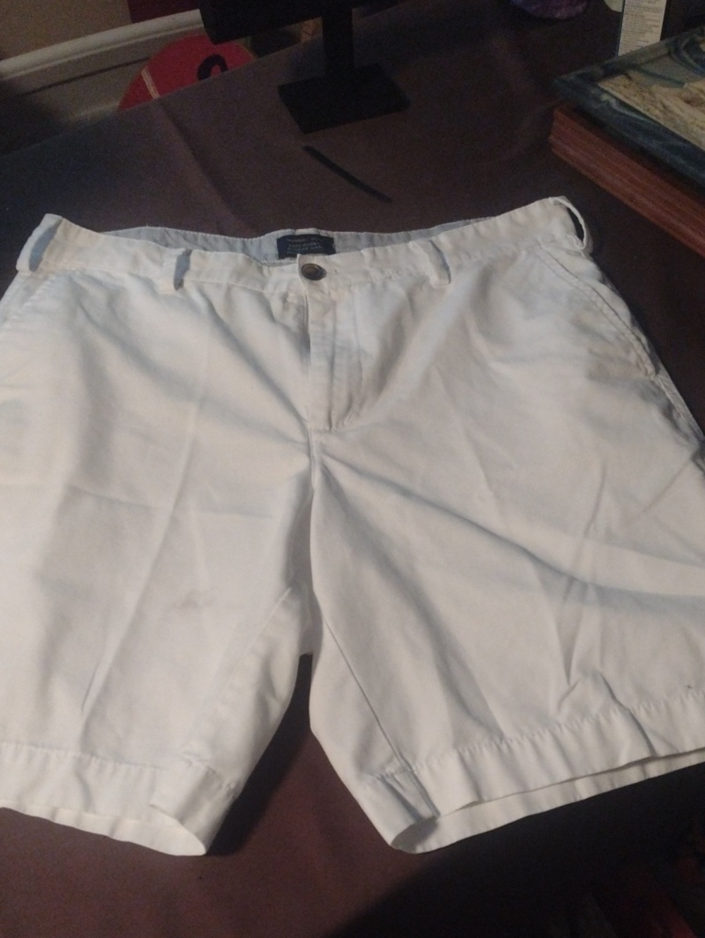 Men's White Flat Front Cotton Shorts